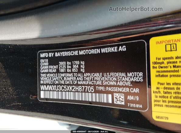 WMWXU3C5XK2H87705 2019 MINI HARDTOP Черный Вид подкапотного пространства