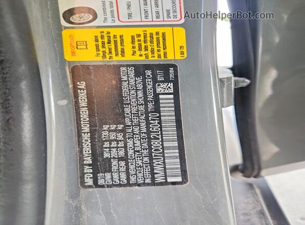 WMWXU7C08L2L60470 2020 MINI COOPER Gray Vista de la etiqueta del VIN