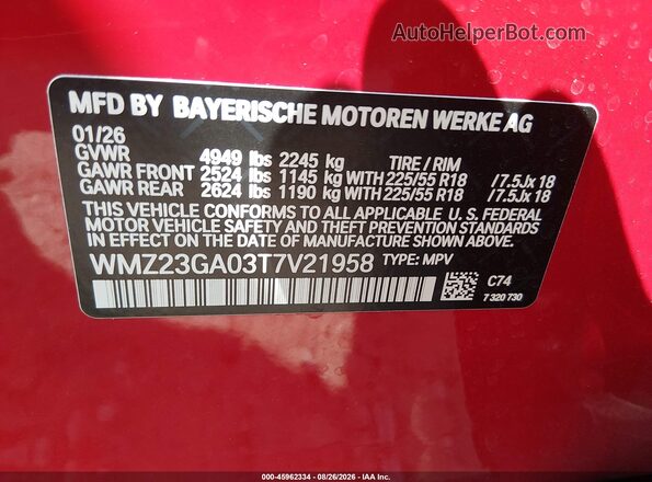 WMZ23GA03T7V21958 2026 MINI COUNTRYMAN Red Widok komory silnika