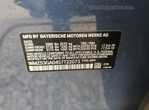 WMZ53GA04S7T22073 2025 MINI COUNTRYMAN Blue Vista del compartimento del motor