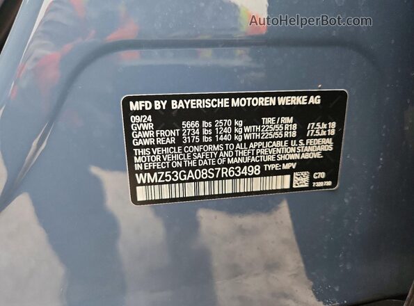 WMZ53GA08S7R63498 2025 MINI COUNTRYMAN Blue Vista del compartimento del motor