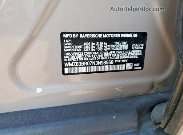 WMZ83BR07N3N98568 2022 MINI COOPER Gray Շարժիչի բաժամունքի տեսք