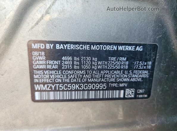 WMZYT5C59K3G90995 2019 MINI COOPER Gray Շարժիչի բաժամունքի տեսք