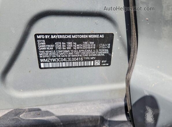 WMZYW3C04L3L00416 2020 MINI COOPER Gray Engine compartment view
