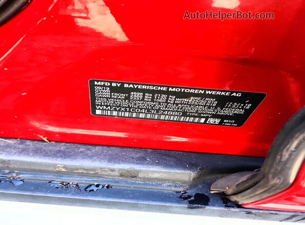 WMZYX1C04L3L24880 2020 MINI COOPER Red Vista del compartimento del motor