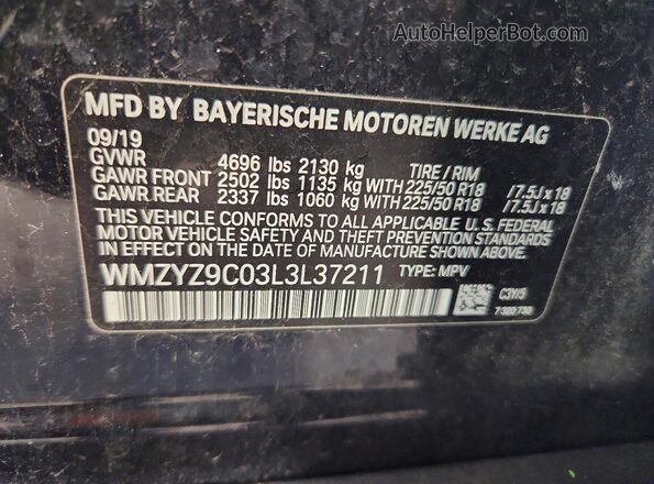 WMZYZ9C03L3L37211 2020 MINI COOPER Black Սալոնի 360 աստիճան տեսք
