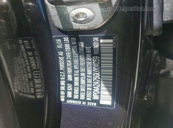 WP0AA2A75GL004059 2016 PORSCHE PANAMERA Серый Вид подкапотного пространства