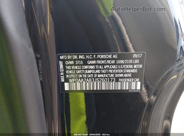 WP0AA2A83JS260173 2018 PORSCHE CAYMAN Черный Вид подкапотного пространства