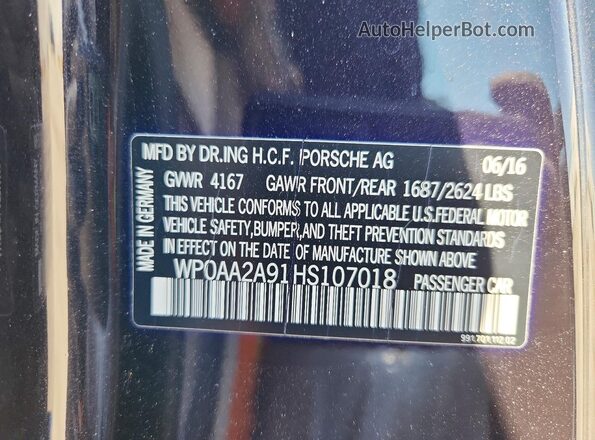 WP0AA2A91HS107018 2017 PORSCHE 911 Black Widok komory silnika