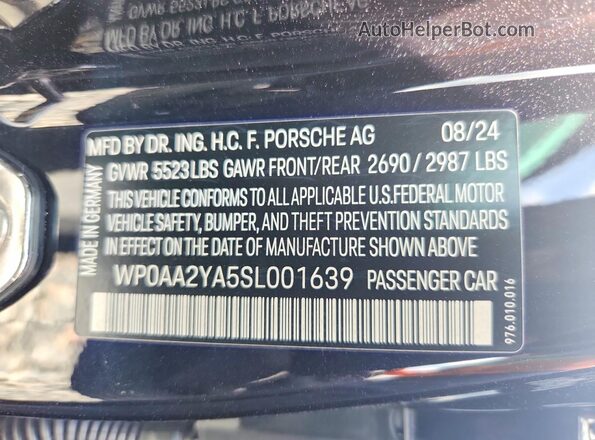 WP0AA2YA5SL001639 2025 PORSCHE PANAMERA Black Панорамний вид салону 360°