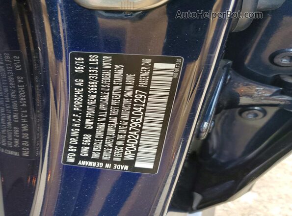 WP0AD2A79GL041297 2016 PORSCHE PANAMERA Синий Вид подкапотного пространства