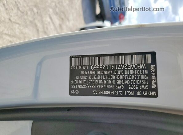 WP0AE2A71KL125569 2019 PORSCHE PANAMERA White Вид підкапотного простору