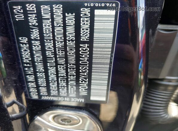 WP0AE2YA3SL046034 2025 PORSCHE PANAMERA Black Vista del compartimento del motor