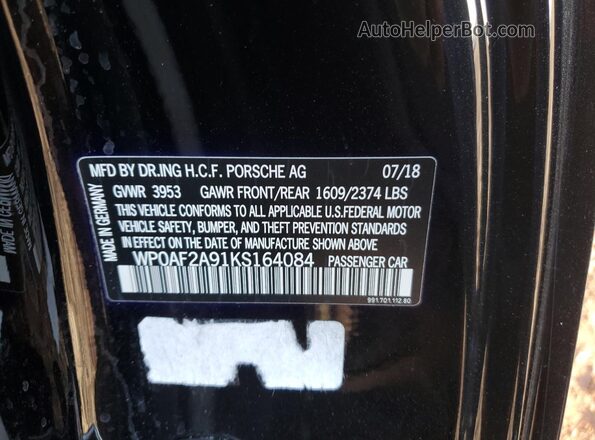 WP0AF2A91KS164084 2019 PORSCHE 911 Black Engine compartment view