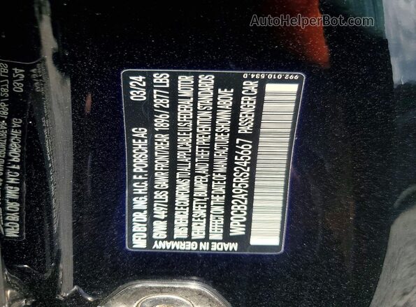 WP0CB2A95RS245667 2024 PORSCHE 911 Черный Вид подкапотного пространства