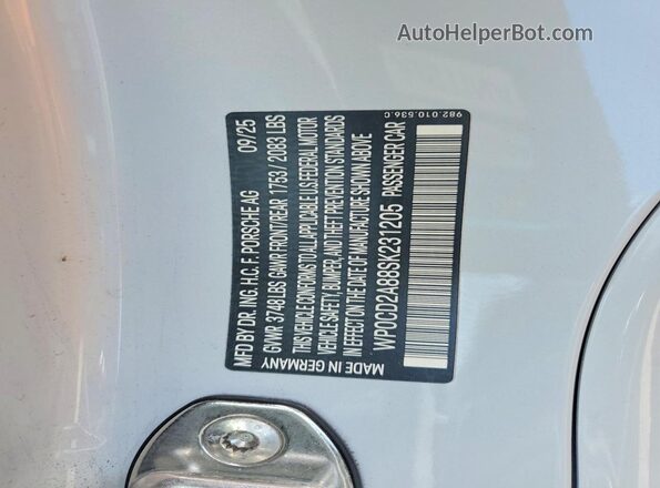 WP0CD2A88SK231205 2025 PORSCHE BOXSTER Gray Engine compartment view