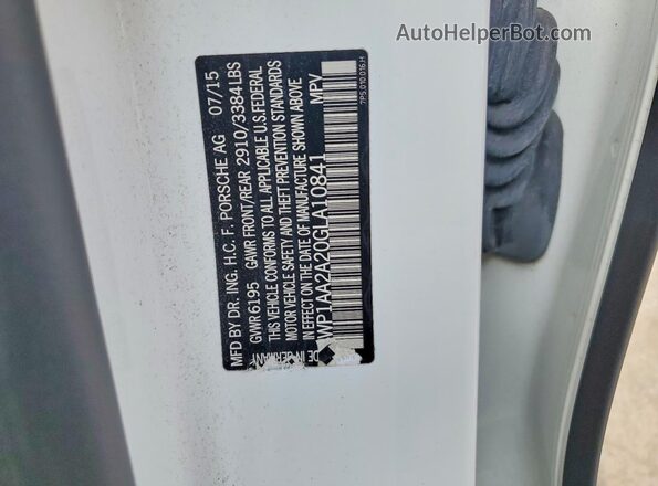 WP1AA2A20GLA10841 2016 PORSCHE CAYENNE White 