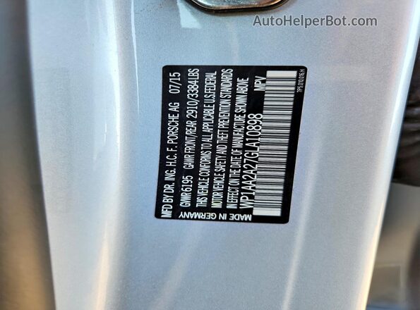 WP1AA2A27GLA10898 2016 PORSCHE CAYENNE Silver Vista del compartimento del motor