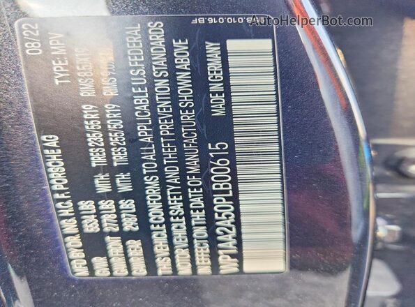 WP1AA2A50PLB00615 2023 PORSCHE MACAN Charcoal Панорамний вид салону 360°
