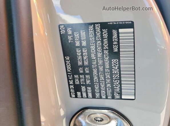 WP1AA2A51SLB04228 2025 PORSCHE MACAN Gray Панорамний вид салону 360°