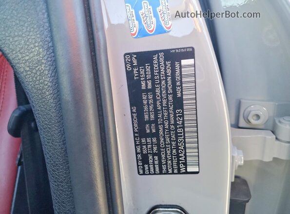 WP1AA2A53LLB14213 2020 PORSCHE MACAN Gray Vista interior de 360 grados