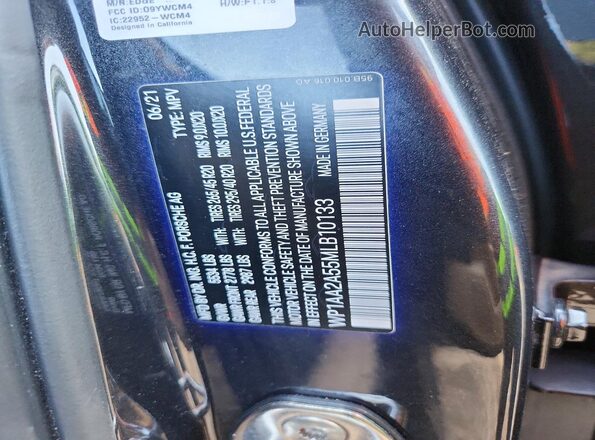 WP1AA2A55MLB10133 2021 PORSCHE MACAN Charcoal VIN կոդի պիտակի տեսք