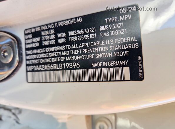 WP1AA2A56RLB19396 2024 PORSCHE MACAN White 