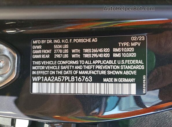 WP1AA2A57PLB16763 2023 PORSCHE MACAN Gray Widok wnętrza 360 stopni