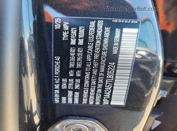 WP1AA2A57TLB05224 2026 PORSCHE MACAN Charcoal Widok naklejki z numerem VIN