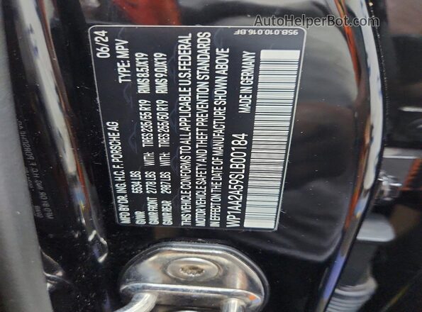 WP1AA2A59SLB00184 2025 PORSCHE MACAN Black Widok naklejki z numerem VIN
