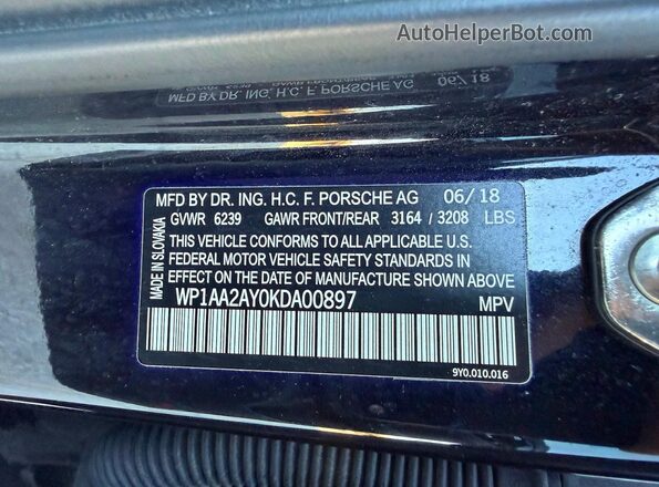 WP1AA2AY0KDA00897 2019 PORSCHE CAYENNE Black 