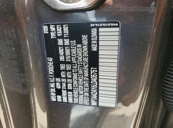 WP1AA2AY6LDA05751 2020 PORSCHE CAYENNE Gray Սալոնի 360 աստիճան տեսք