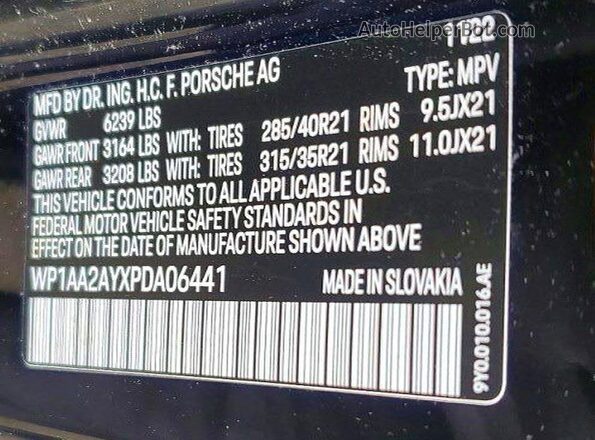 WP1AA2AYXPDA06441 2023 PORSCHE CAYENNE Black უკანა სავარძლების ხედი