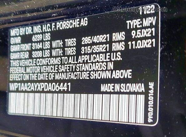 WP1AA2AYXPDA06441 2023 PORSCHE CAYENNE Черный Вид задней части салона
