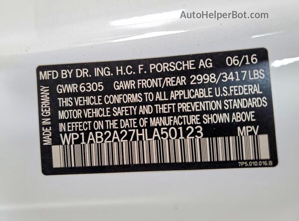 WP1AB2A27HLA50123 2017 PORSCHE CAYENNE White Widok komory silnika