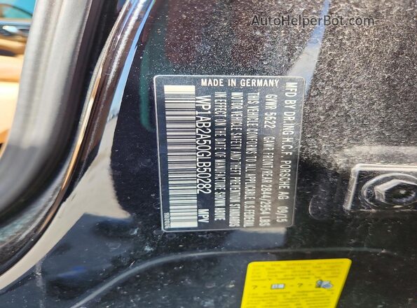 WP1AB2A50GLB50282 2016 PORSCHE MACAN Black VIN sticker view