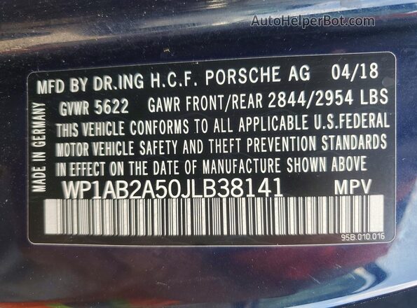 WP1AB2A50JLB38141 2018 PORSCHE MACAN Blue Սալոնի 360 աստիճան տեսք