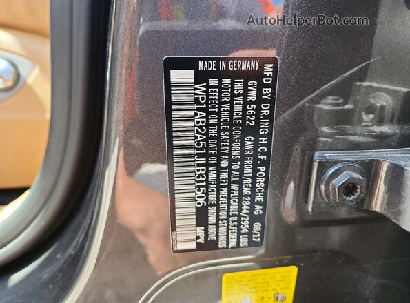 WP1AB2A51JLB31506 2018 PORSCHE MACAN Gray Widok komory silnika