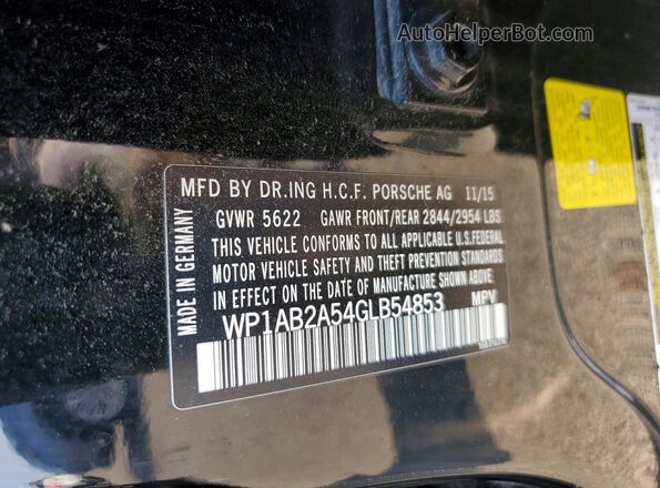WP1AB2A54GLB54853 2016 PORSCHE MACAN Black VIN sticker view