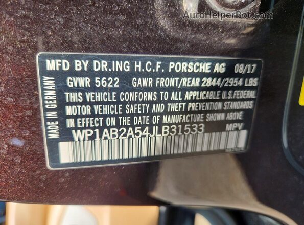 WP1AB2A54JLB31533 2018 PORSCHE MACAN Maroon Widok wnętrza 360 stopni