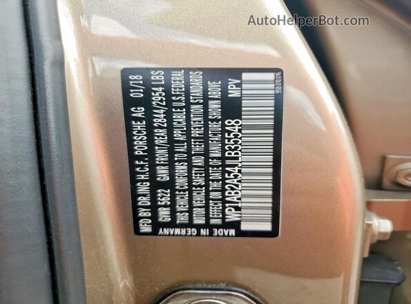 WP1AB2A54JLB35548 2018 PORSCHE MACAN Gold Widok naklejki z numerem VIN