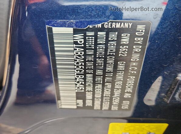 WP1AB2A55GLB45451 2016 PORSCHE MACAN Blue 360 interior view
