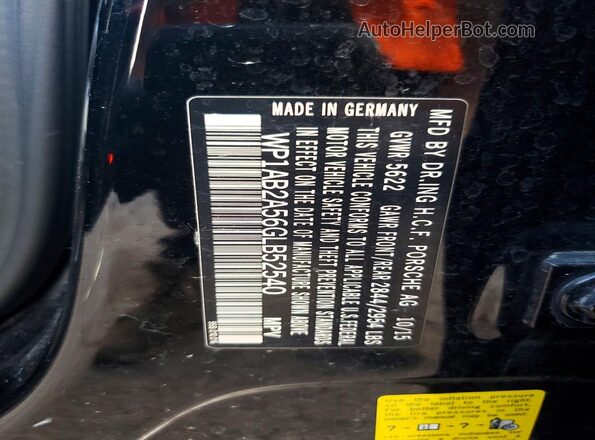 WP1AB2A56GLB52540 2016 PORSCHE MACAN Black Vista de la etiqueta del VIN