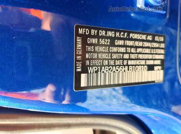 WP1AB2A56HLB10810 2017 PORSCHE MACAN Blue Vista interior de 360 grados