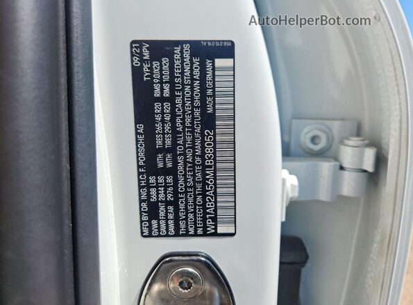 WP1AB2A56MLB38052 2021 PORSCHE MACAN Белый Вид подкапотного пространства