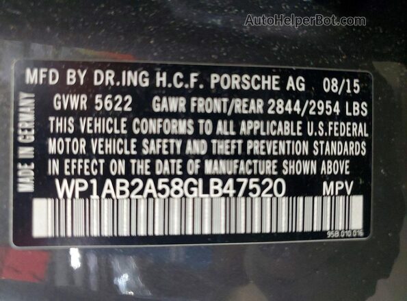 WP1AB2A58GLB47520 2016 PORSCHE MACAN Gray VIN կոդի պիտակի տեսք
