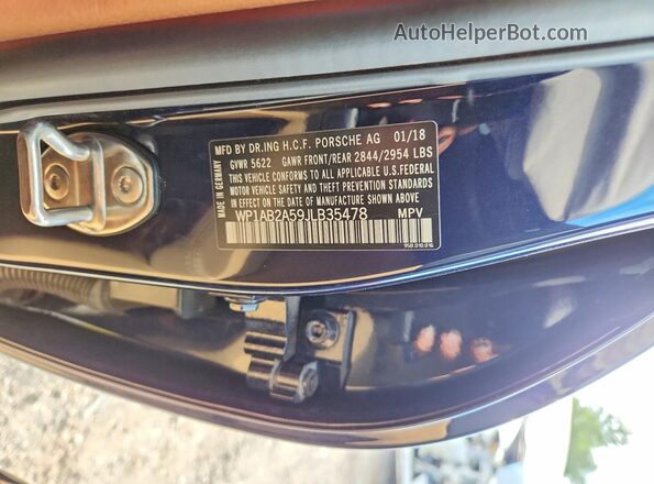 WP1AB2A59JLB35478 2018 PORSCHE MACAN Blue Սալոնի 360 աստիճան տեսք