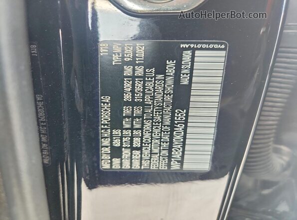 WP1AB2AY0KDA61552 2019 PORSCHE CAYENNE Black VIN sticker view