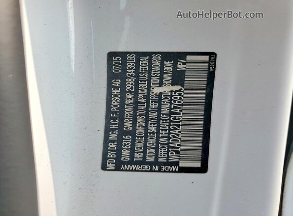 WP1AD2A21GLA76953 2016 PORSCHE CAYENNE White 360 interior view