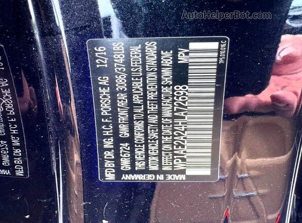 WP1AE2A24HLA72698 2017 PORSCHE CAYENNE Black Вид підкапотного простору